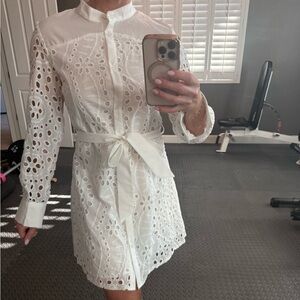 Elegant White Eyelet Dress
